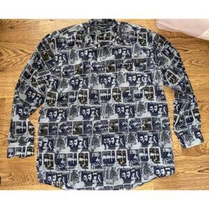 Vintage Kani Jeans Mens Shirt Long Sleeve All Over Photo Print Size L